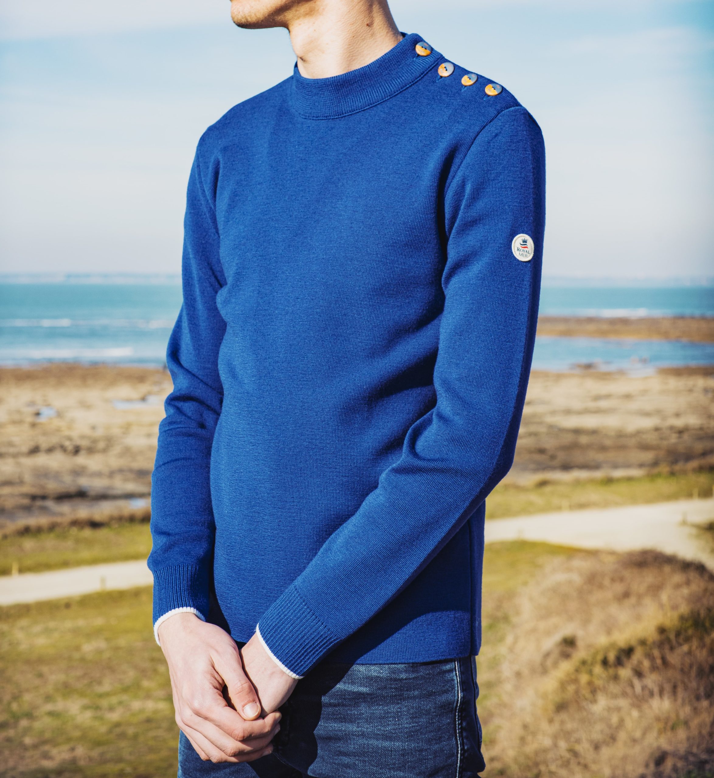 Pull Royal Mer col montant boutonné Marceau – Abysse – Image 2