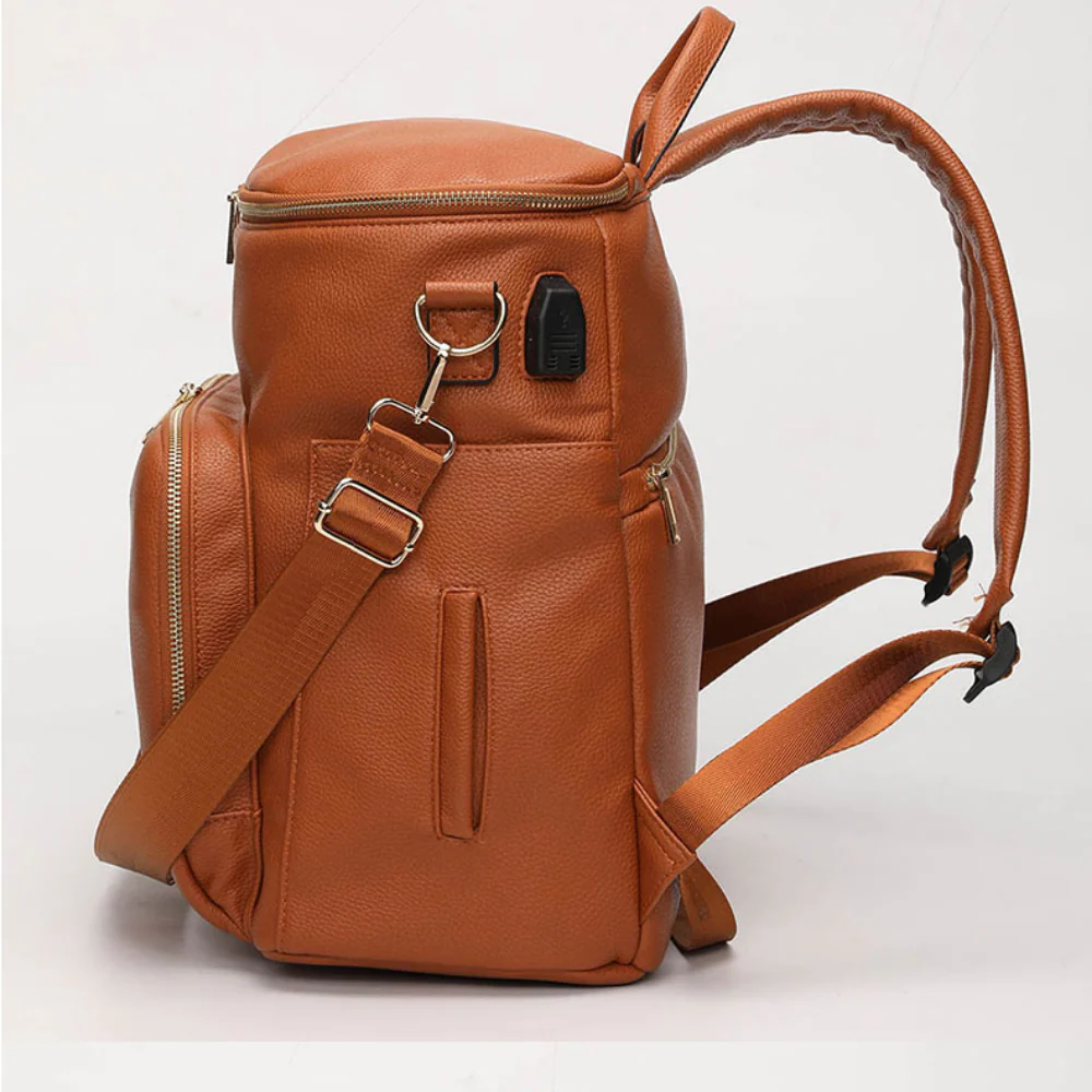 Sac à langer à dos Cuir vegan (Noir) – Image 3