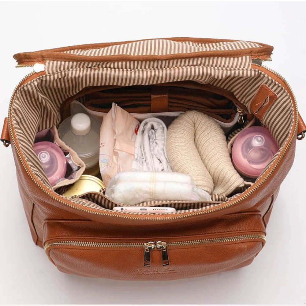 Sac à langer à dos Cuir vegan (Noir) – Image 2