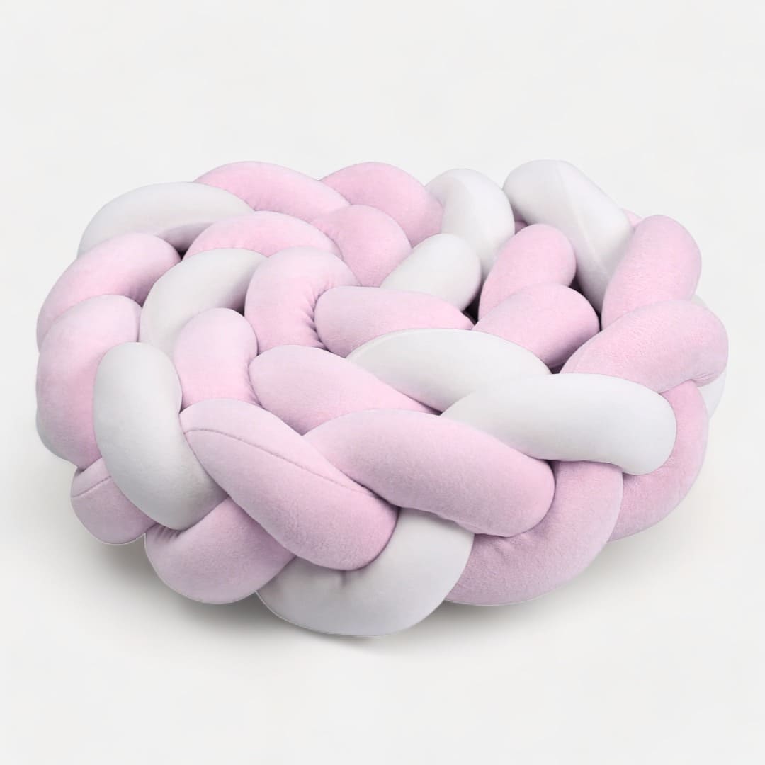 Tour de Lit Tressé Rose et Blanc – Image 2