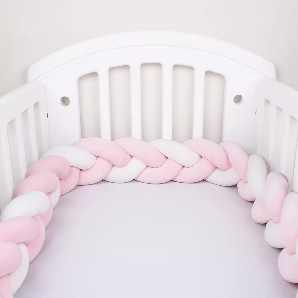Tour de Lit Tressé Rose et Blanc – Image 3