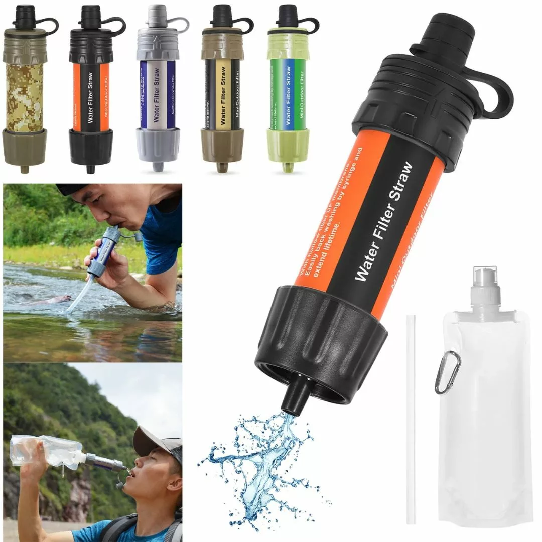 Filtre à eau avec paille camping – Hydratation instantanée en pleine nature – Léger, compact et ultra-filtrant