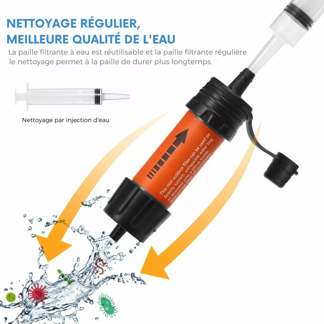 Filtre à eau avec paille camping – Hydratation instantanée en pleine nature – Léger, compact et ultra-filtrant – Image 5