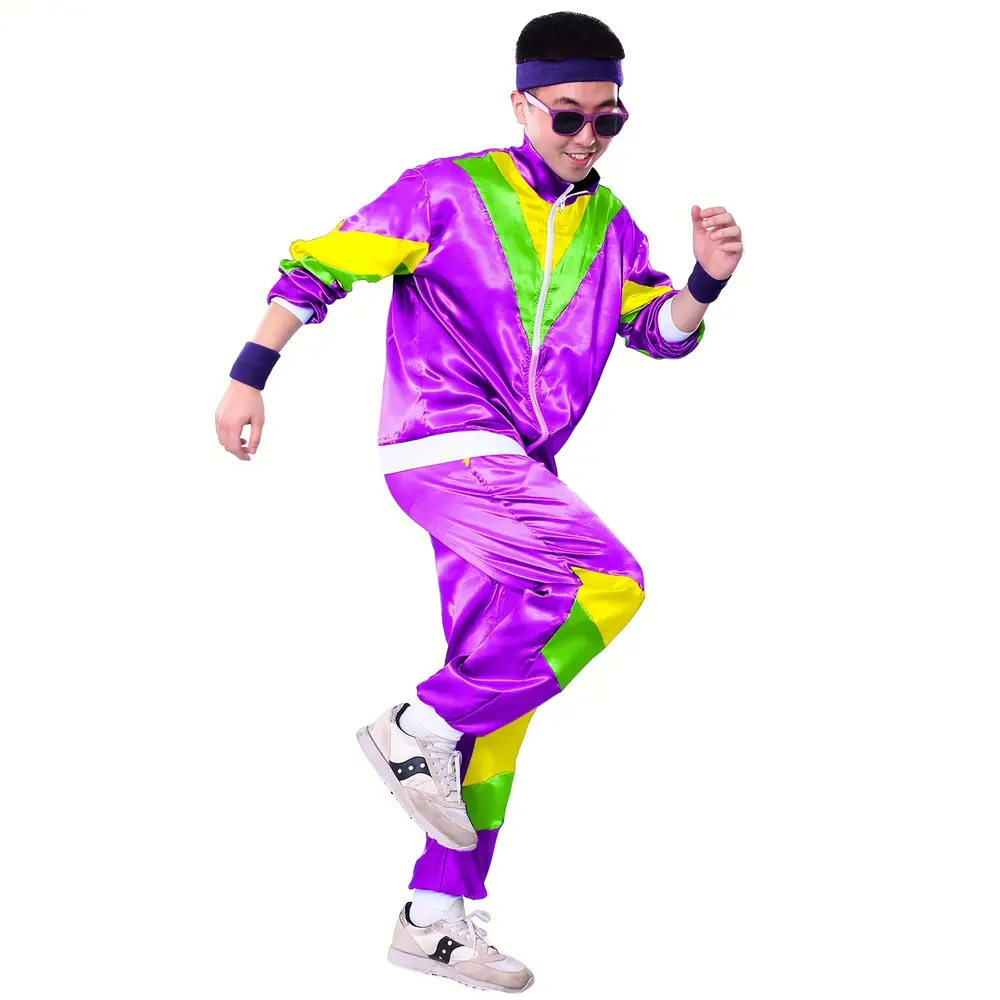 Déguisement rétro années 80 – survêtement vintage hip-hop avec accessoires gonflables – Image 6