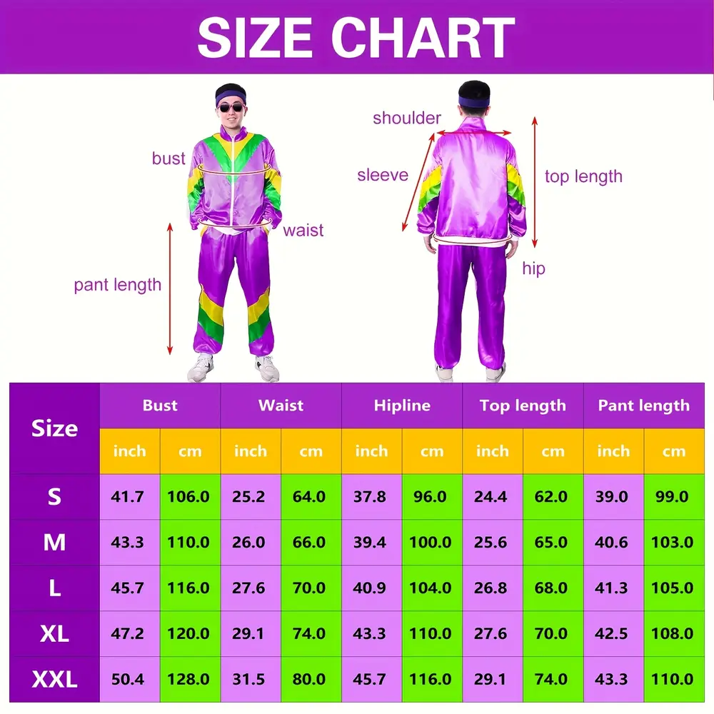 Déguisement rétro années 80 – survêtement vintage hip-hop avec accessoires gonflables – Image 4