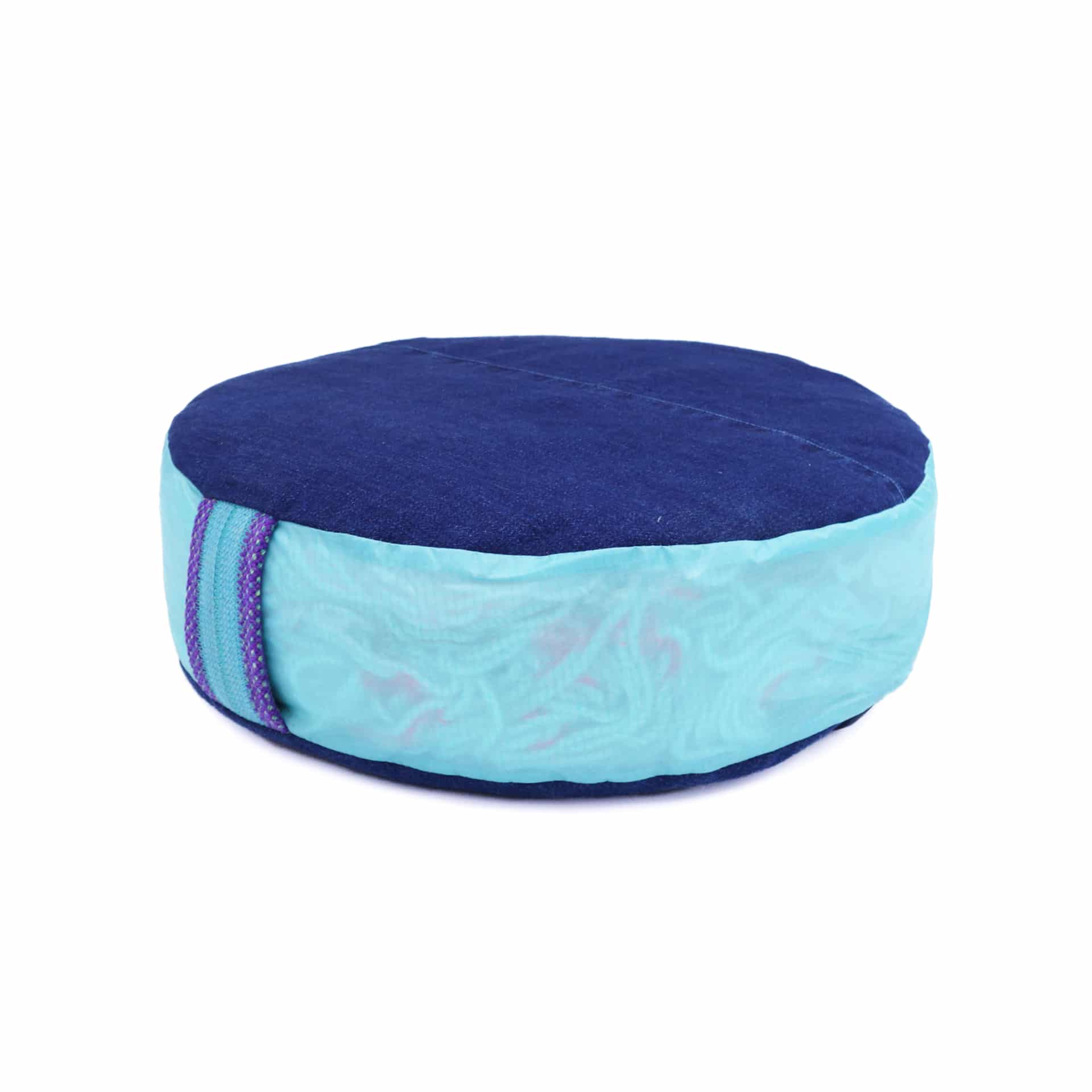 Coussin de méditation Zafu éco-responsable – Upcyclé – Bleu