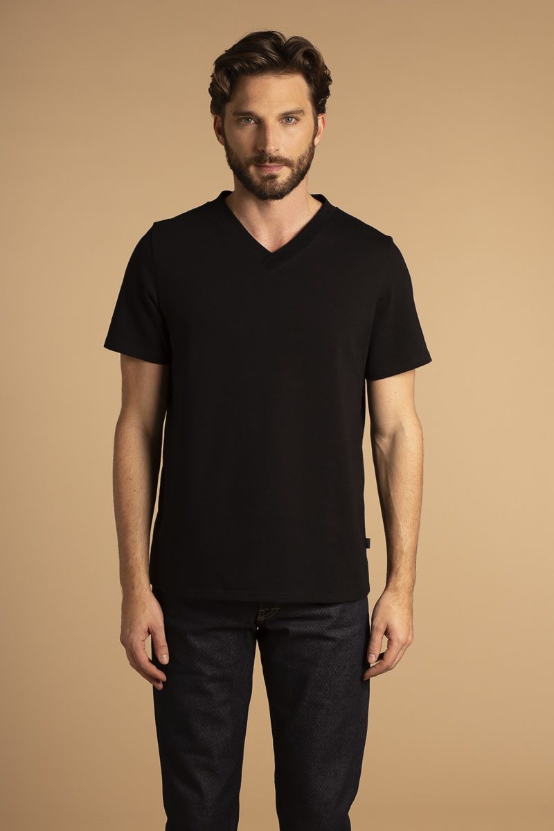 T-Shirt Col V Noir – DAO – Image 2