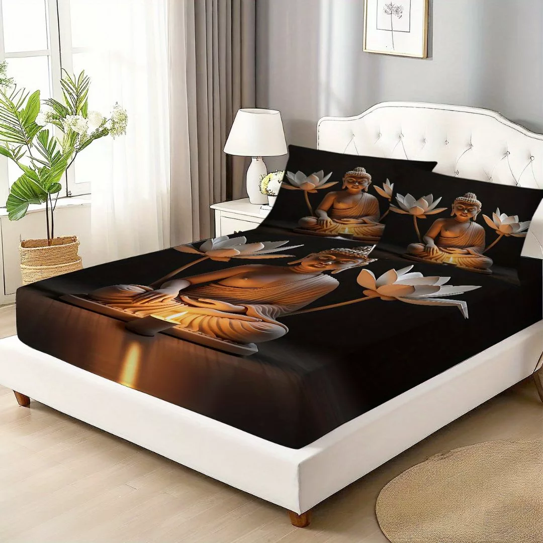 Parure de lit Bouddha lotus et sérénité – Ambiance zen et sommeil paisible pour des nuits réparatrices – Image 7