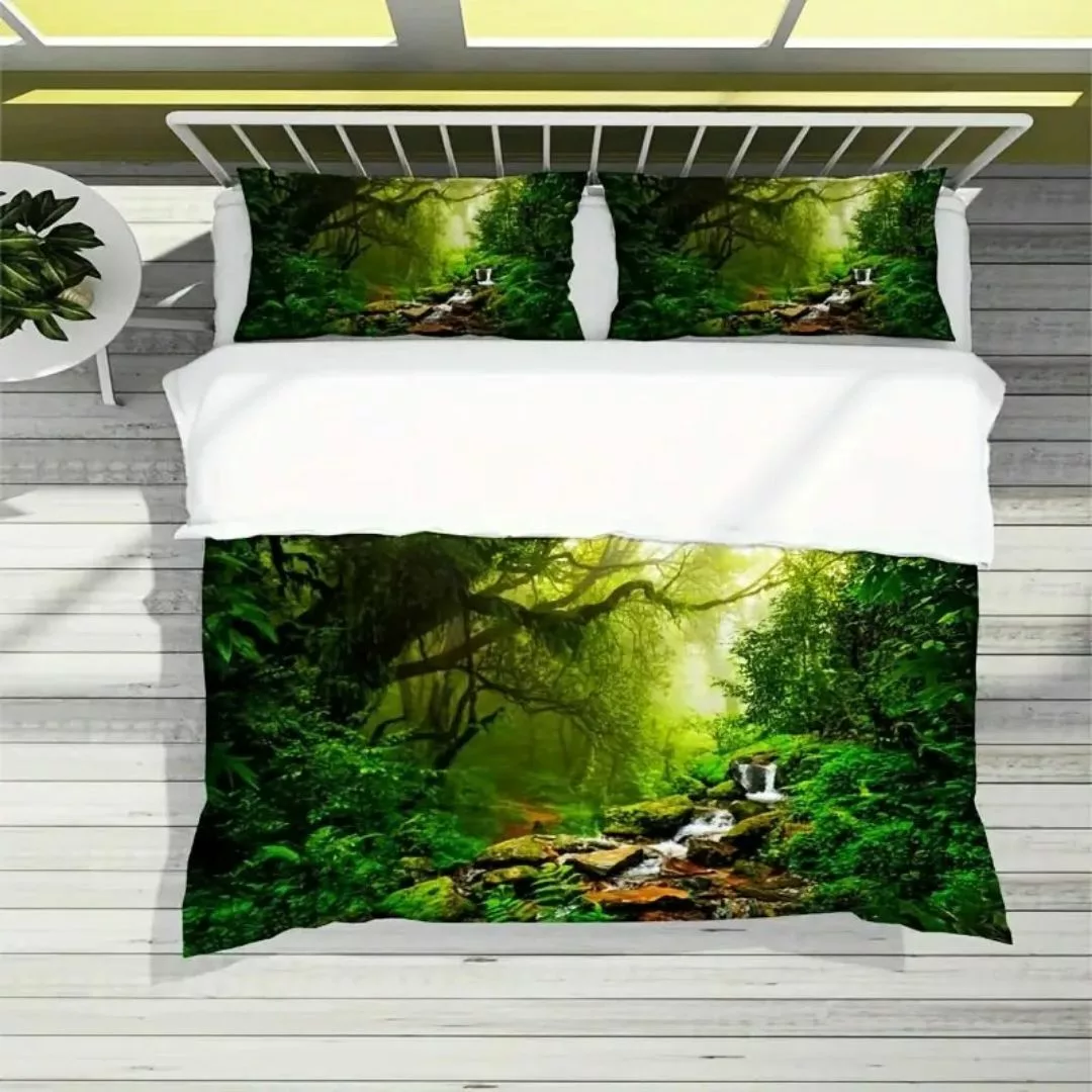 Parure de lit cascade forêt tropicale – Évasion exotique et sommeil apaisant – Décor naturel zen – Image 2