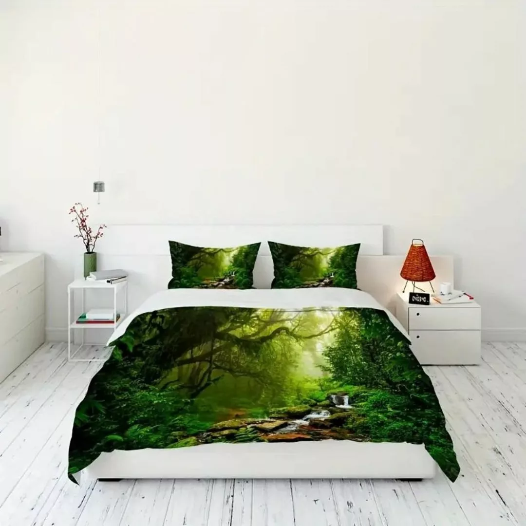 Parure de lit cascade forêt tropicale – Évasion exotique et sommeil apaisant – Décor naturel zen – Image 3