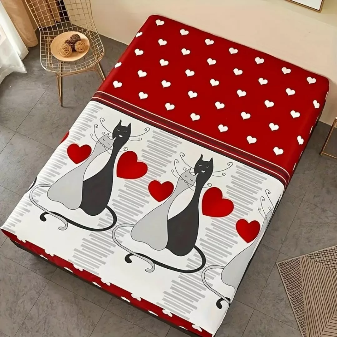Parure de lit chats amoureux graphiques – Housse douce et stylée pour chambre cosy et romantique – Image 7