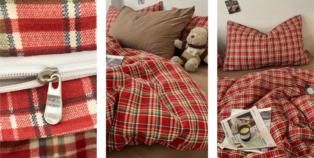 Parure de lit écossaise rouge cosy – Confort chaleureux et style chalet pour nuits douillettes – Image 3