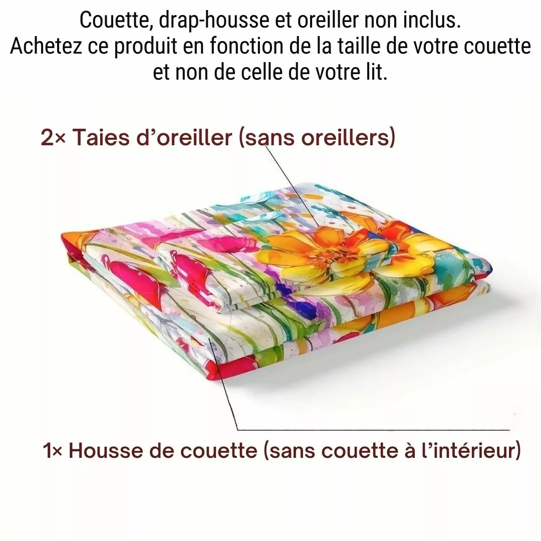 Parure de lit fleurs aquarelle éclatantes – Ambiance florale chic et colorée pour chambre lumineuse et apaisante – Image 6