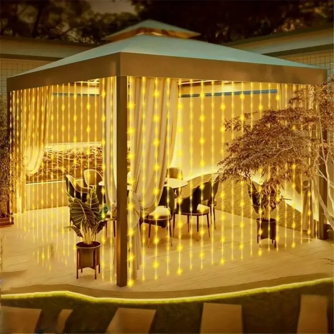 Rideau lumineux extérieur étanche usage terrasse – Ambiance chaleureuse garantie même sous la pluie – Image 9
