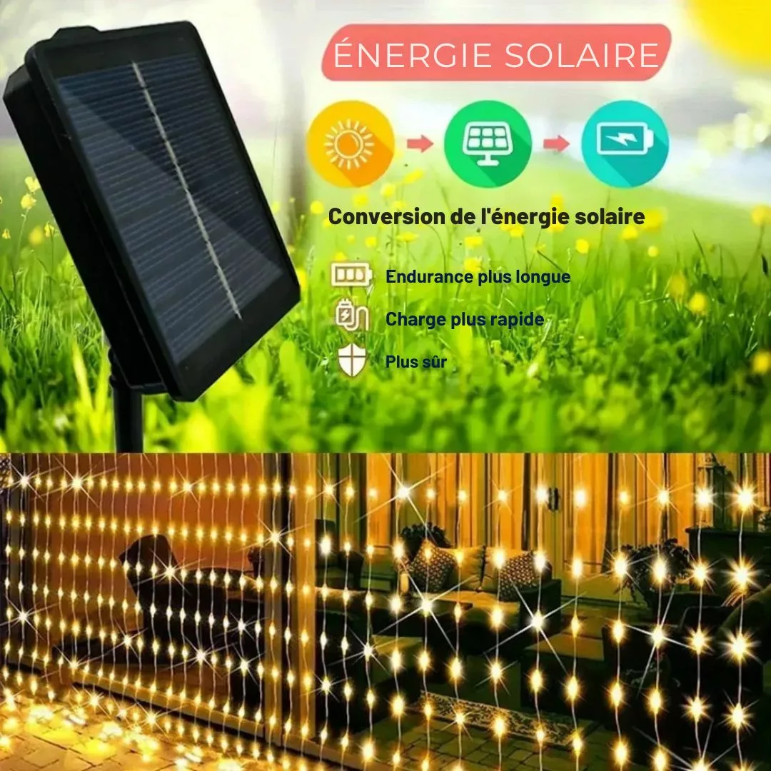 Rideau lumineux extérieur étanche usage terrasse – Ambiance chaleureuse garantie même sous la pluie – Image 3