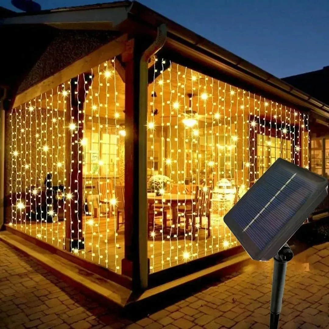 Rideau lumineux extérieur étanche usage terrasse – Ambiance chaleureuse garantie même sous la pluie – Image 4