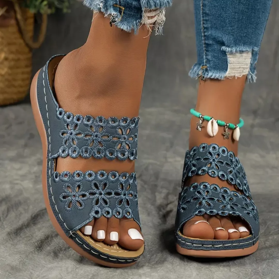 Sandales compensées femme dentelle confort – look chic, semelle légère, maintien parfait tout l’été – Image 3