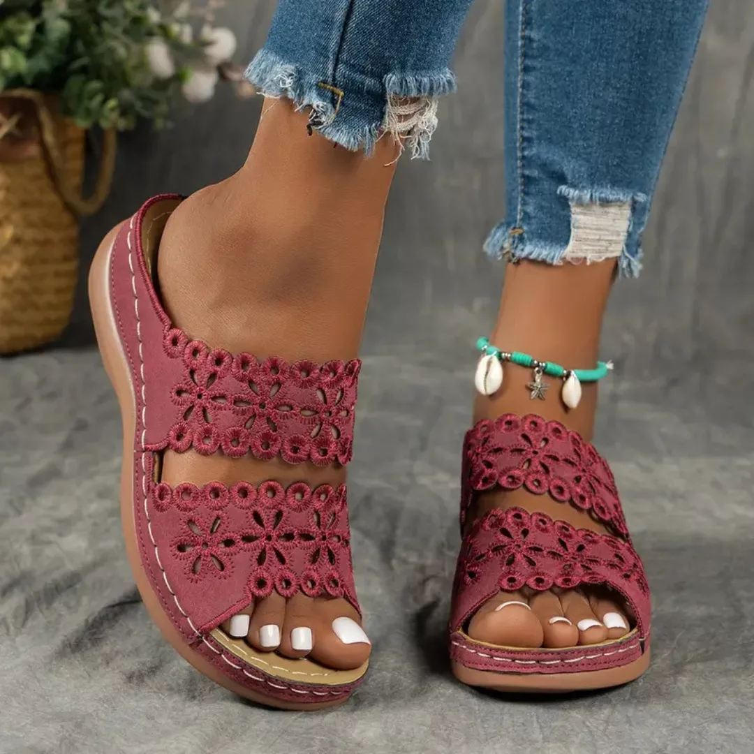 Sandales compensées femme dentelle confort – look chic, semelle légère, maintien parfait tout l’été – Image 2