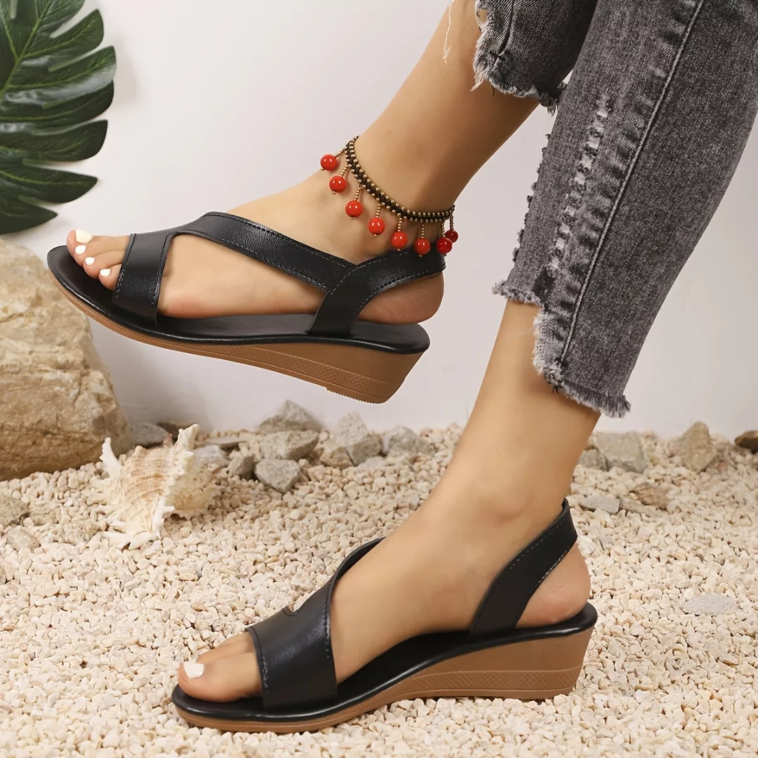 Sandales compensées femme élégantes confort – Look chic et pieds légers tout l’été – Talon stable et idéal pour marcher longtemps – Image 5