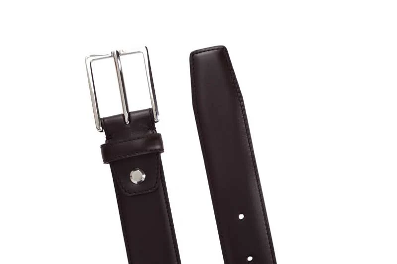 Marron foncé - Boucle argentée - Cuir de veau – Image 6