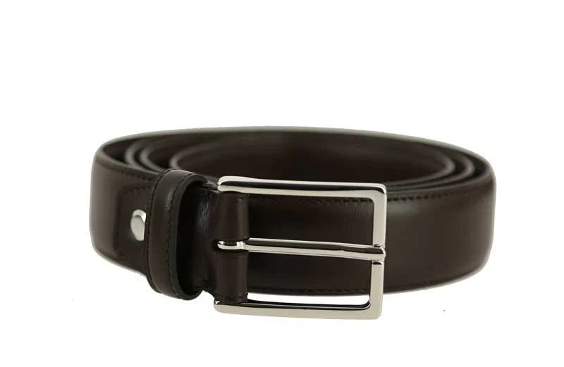 Marron foncé - Boucle argentée - Cuir de veau – Image 9