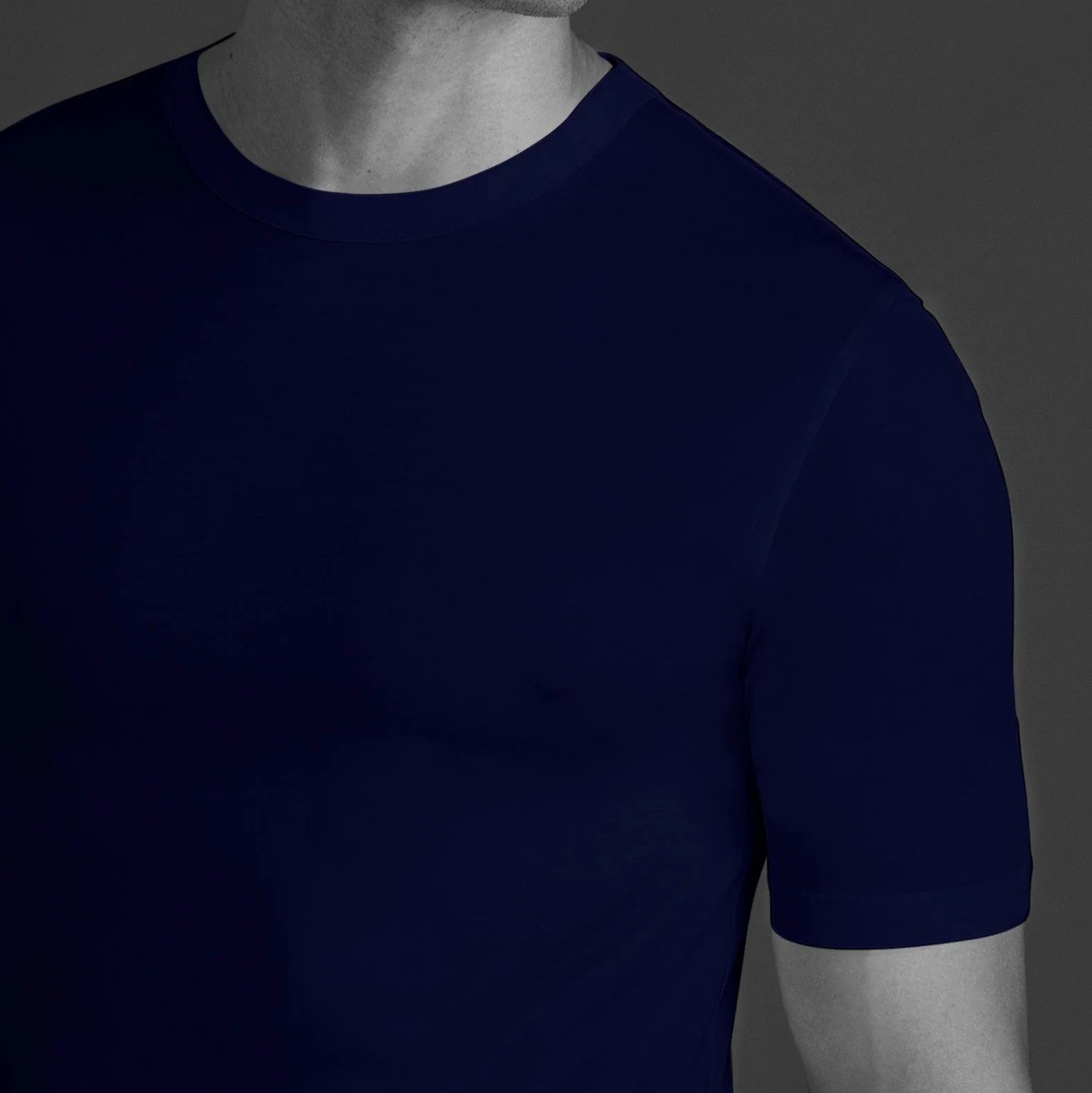 T-shirt col rond - Bleu - Coton