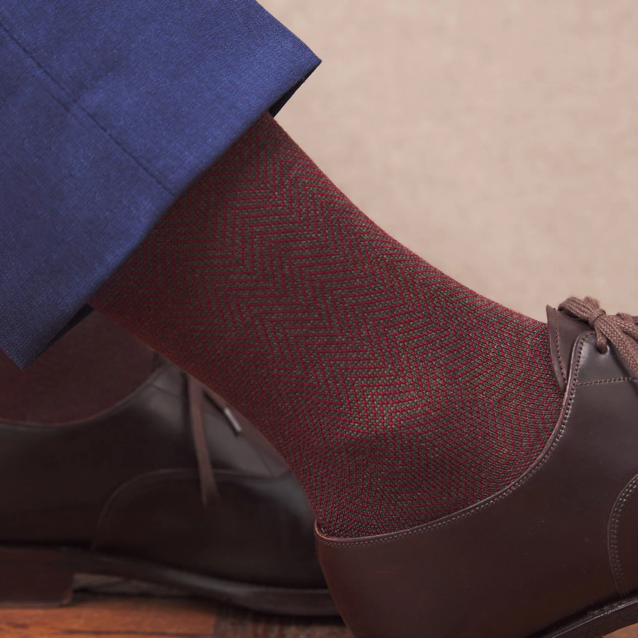Kaki & Bordeaux - Chevrons - Super-solide fil d'Écosse – Image 3
