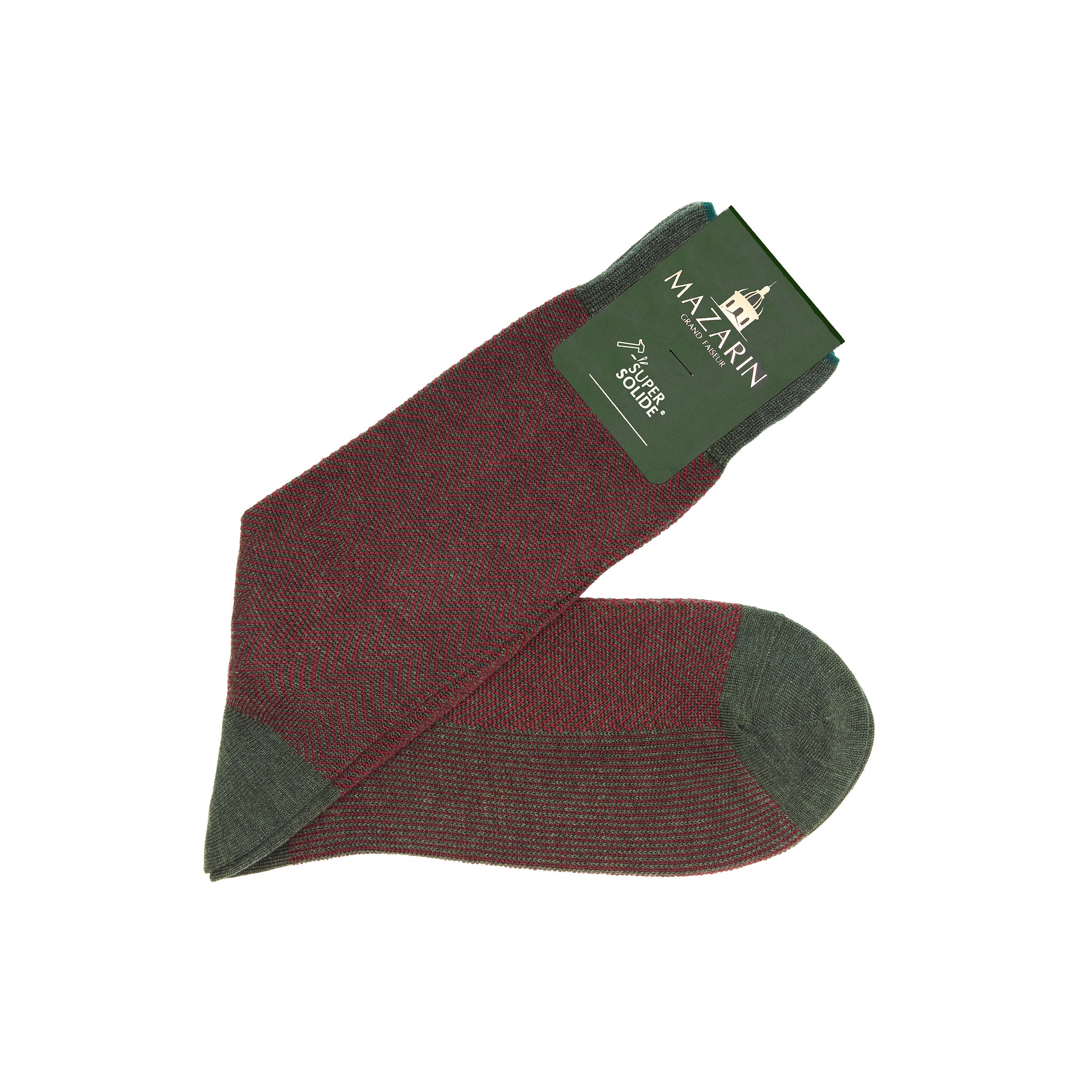 Kaki & Bordeaux - Chevrons - Super-solide fil d'Écosse – Image 5