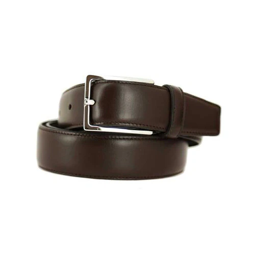 Marron foncé - Boucle argentée - Cuir de veau – Image 3