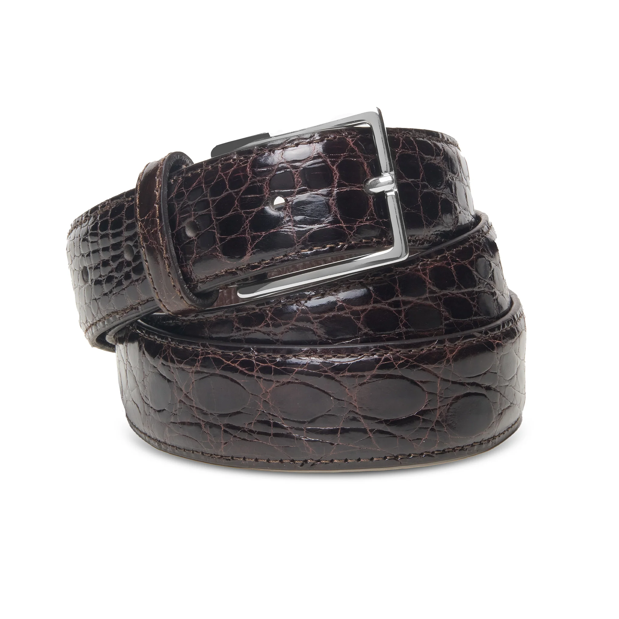 Marron - Boucle argentée - Crocodile – Image 2