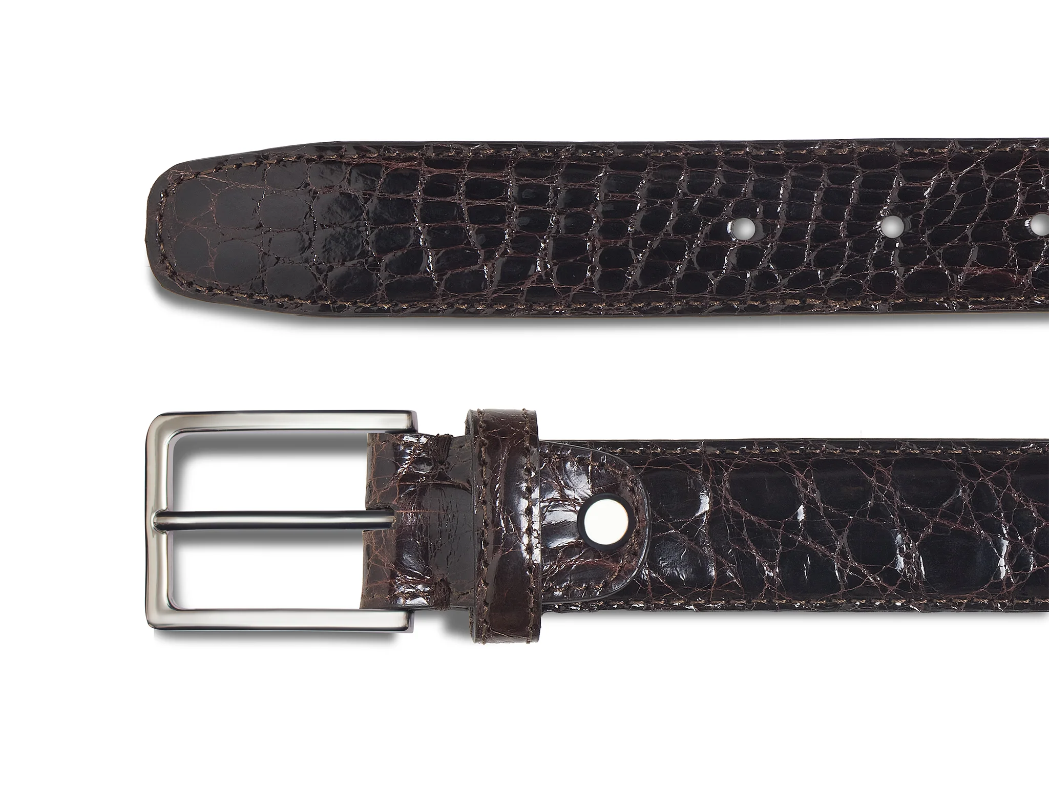 Marron - Boucle argentée - Crocodile – Image 3