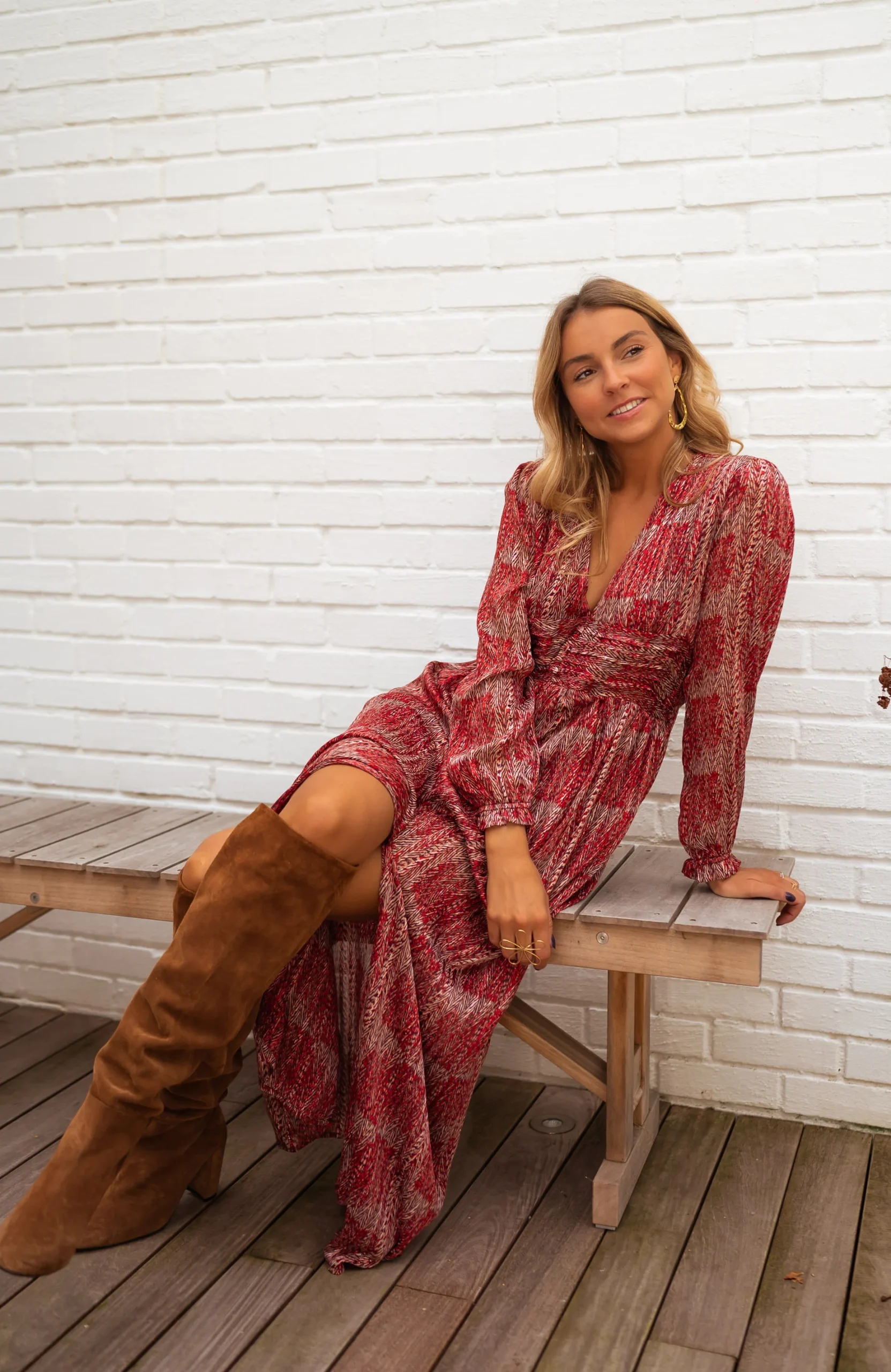 Robe Stacy - rouge à motifs – Image 2