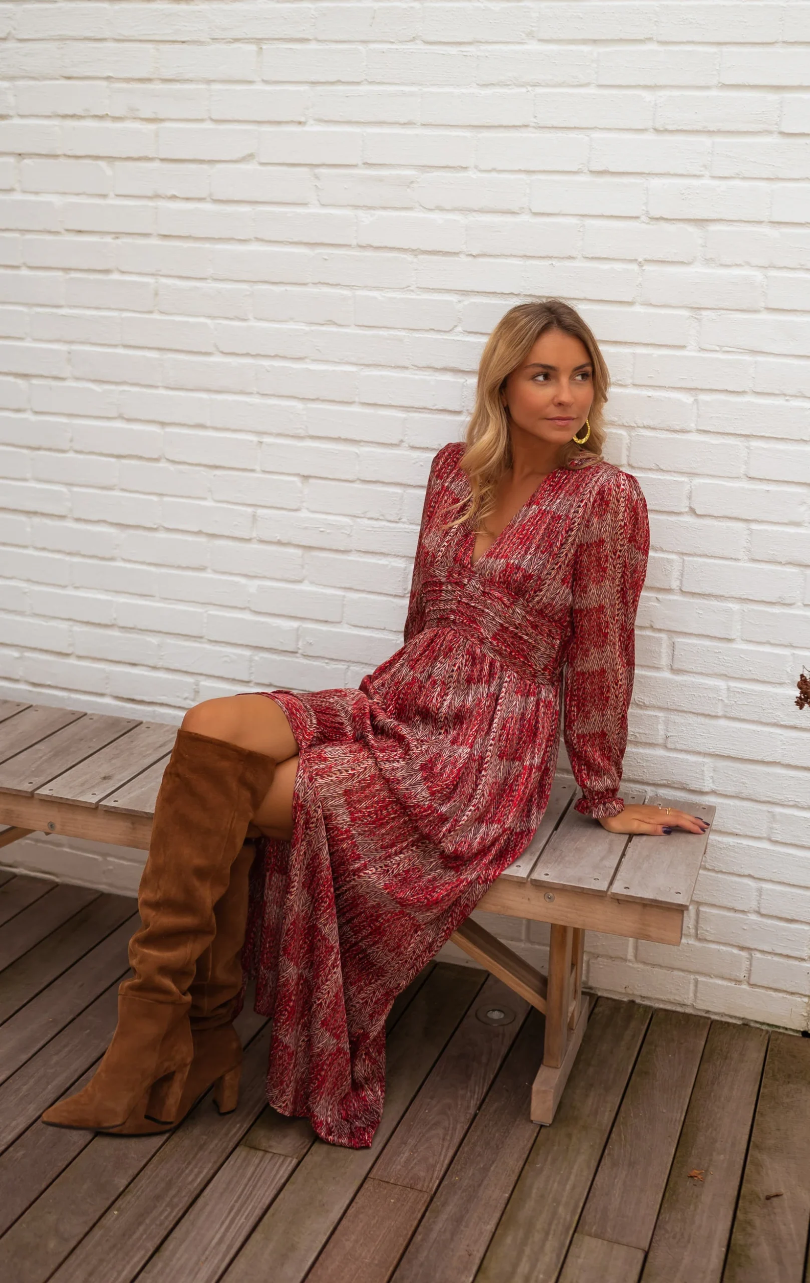 Robe Stacy - rouge à motifs – Image 5